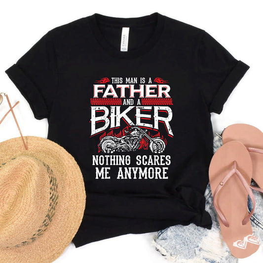 Biker Dad Fathers Day Motorcycle Nothing Scares Funny Bike T-Shirt #b07kwr5qrh