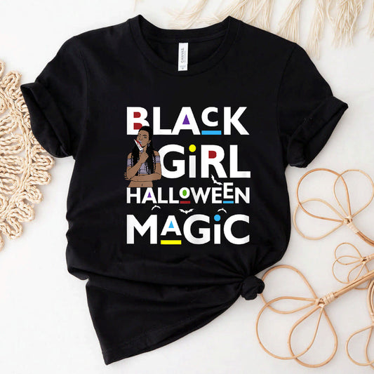 Black Girl Halloween Magic Costume Melanin Scary Blood Woman T-Shirt