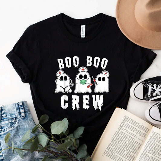 Boo Boo Crew Funny Nurse Halloween Ghost Costume T-Shirt #b07xm1mvz6