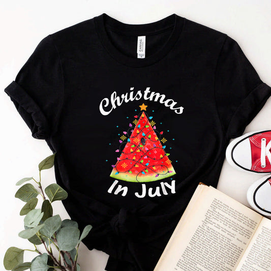 Christmas In July Summer Design Melon Christmas Tree Summer T-Shirt #b0b2jdk4fl