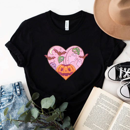 Cute Pastel Goth Monstera Plant Pumpkin Ghost Grave Premium T-Shirt #b0b47g3h7x