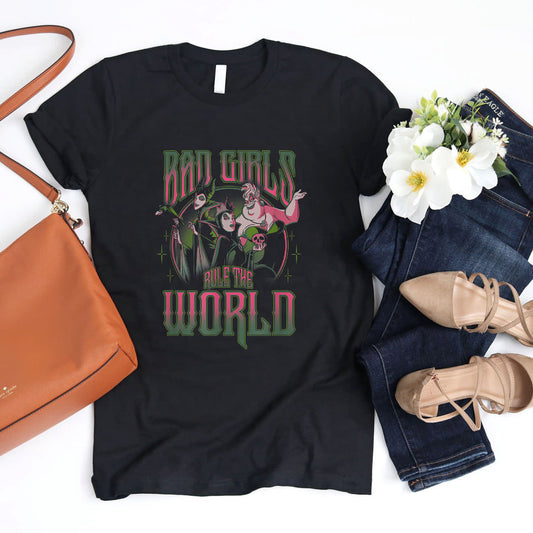 Disney Villains Group Neon Bad Girls Rule The World Poster T-Shirt