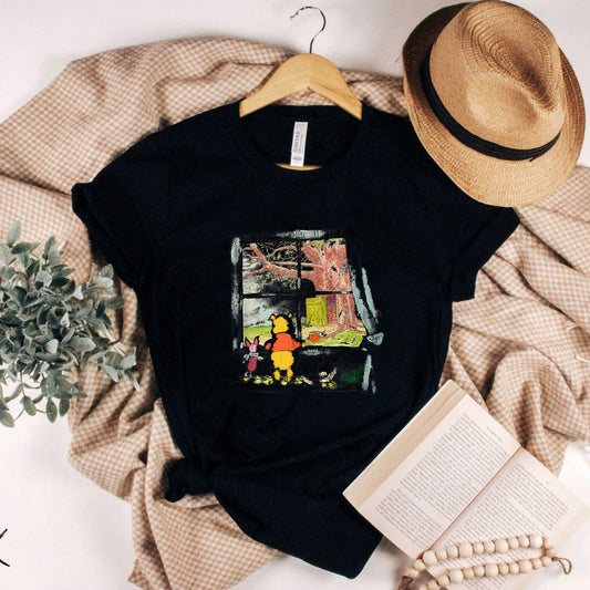 Disney Winnie The Pooh Piglet And Pooh Window Sketch T-Shirt