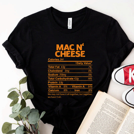 Funny Mac N' Cheese Nutrition Facts Thanksgiving Food T-Shirt #b09kg4nnmg