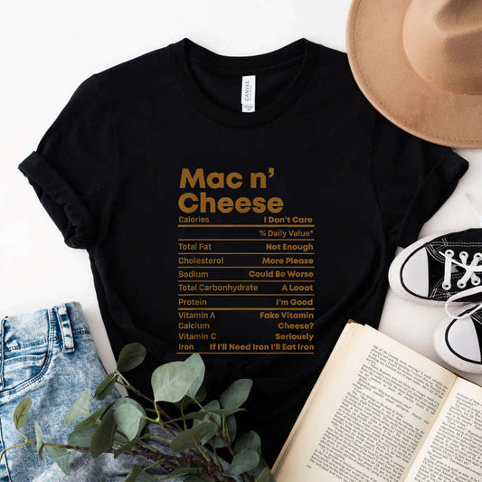 Funny Thanksgiving Christmas Mac And Cheese Nutrition Food T-Shirt #b09l2rrfq2