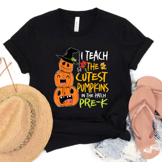 I Teach Cutest Pumpkins In Patch Pre-K Teacher T-Shirt #b0b5mc9ygp