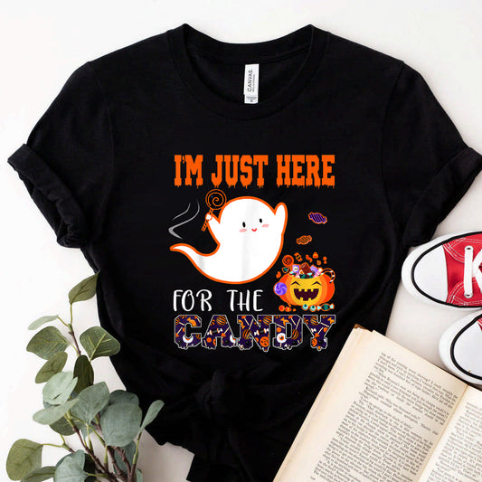 I'm Just Here For The Candy Cute Ghost Candies Bag Pumpkin T-Shirt #b0b53j417k