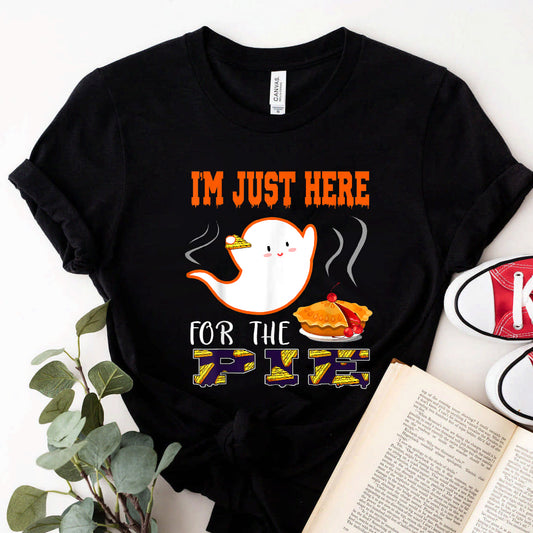 I'm Just Here For The Pie Cute Ghost With Pumpkin Pie Lover T-Shirt #b0b53kzc7h
