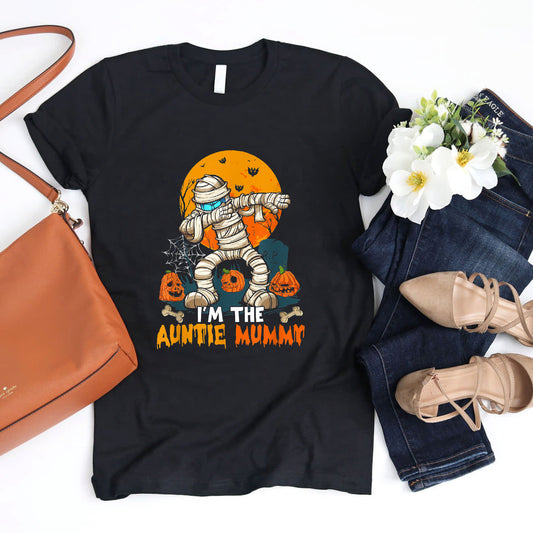 I'm The Auntie Mummy Dabbing Mummy Scary Pumpkin Family T-Shirt #b0b5kwgm21