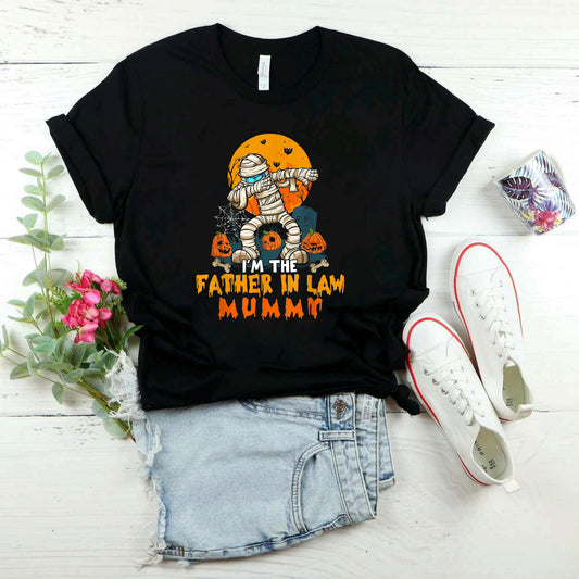 I'm The Father In Law Mummy Dabbing Mummy Scary Pumpkin T-Shirt #b0b5kvk5xm