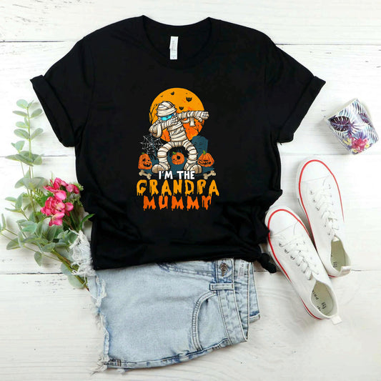 I'm The Grandpa Mummy Dabbing Mummy Scary Pumpkin Family T-Shirt #b0b5kxg399