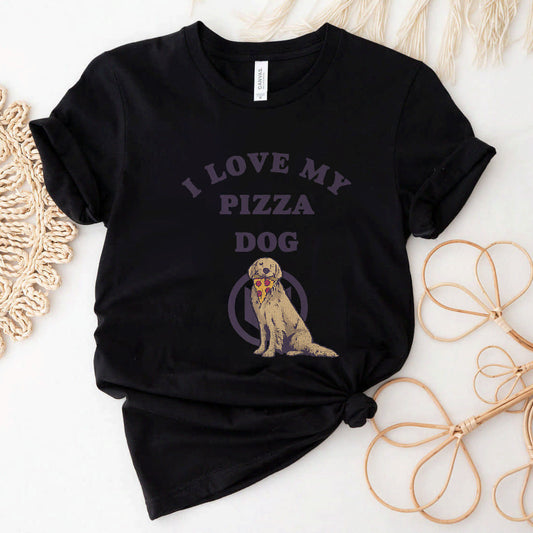 Marvel Hawkeye Disney Plus Lucky I Love My Pizza Dog Logo T-Shirt