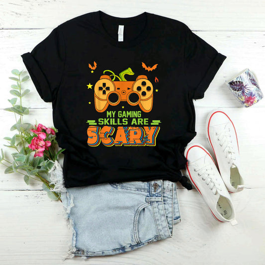 My Gaming Skills Are Scary Game Controllers Pumpkin Gamer T-Shirt #b0b51sw4tj