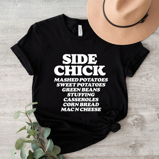 Side Chick Thanksgiving Funny Retro Food Dishes Mac Cheese Premium T-Shirt #b09km88n1m