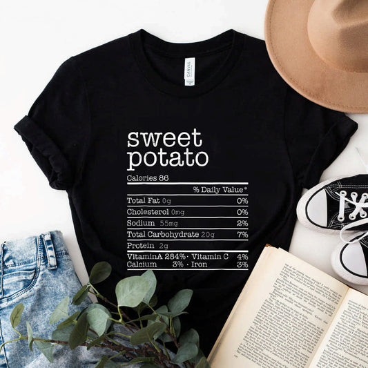 Sweet Potatoes Nutrition Facts Thanksgiving Christmas Food T-Shirt