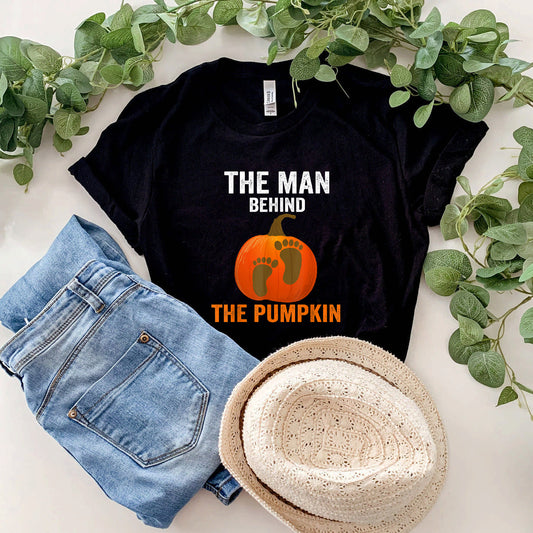 The Man Behind The Pumpkin Dad Pregnancy Announcement T-Shirt