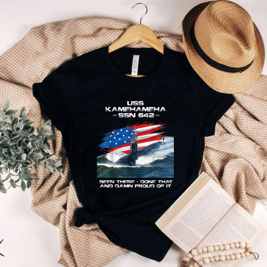 Uss Kamehameha Ssn-642 American Flag Submarine Veteran Xmas T-Shirt